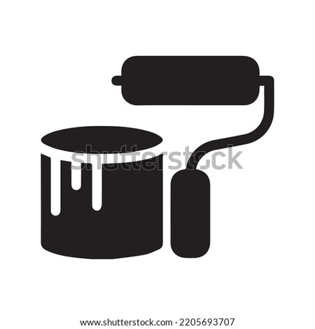 Barrel and painting brush icon | Black Vector illustration |