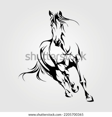 Horses Silhouette Vector Illustration, Equestrian Outline Equine Horse Riding Racing Jumping Pony Unicorn