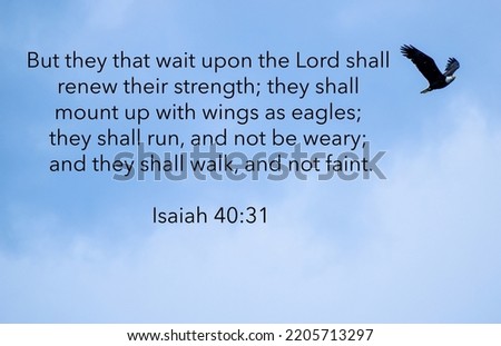 Isaiah 40:31 Bible verse with a Bald Eagle in the top right of the picture. Good for a poster or printable. Verse is in the King James Version (KJV).