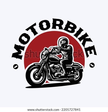 Motorcycle and Biker Silhouette Logo Vector Stock Illustration. Best for Automotive Related Logo Design