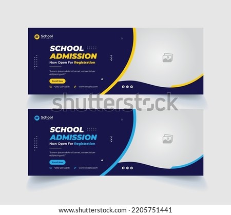 school admission, facebook cover page template and digital ads