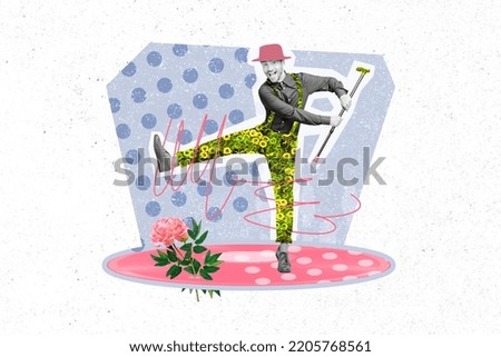 Creative abstract template graphics image of happy smiling guy dancing having fun isolated drawing background