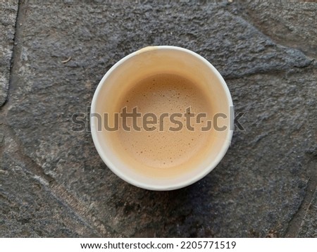 Closeup photo of cappuccino coffee hot drink made from selected coffee and milk