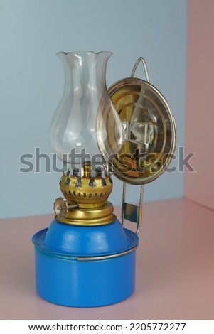 Close up shot on a lampu templok or traditional vintage kerosene lamp