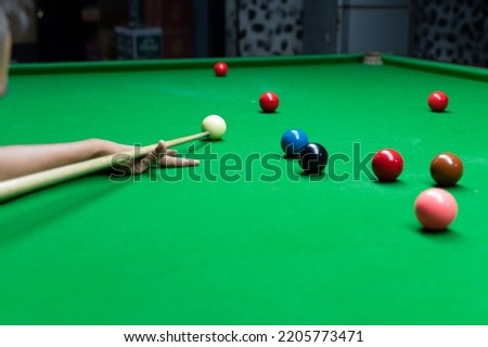 Billiard balls on table, snooker