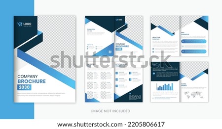 Corporate blue gradient 8 pages brochure design, business brochure vector Royalty-Free Stock Photo #2205806617