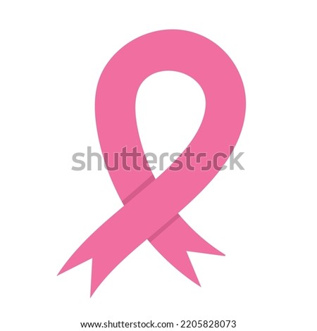 Simple minimalist Breast Cancer Awareness Month symbol - pink ribbon. Clip art element for banner, poster, invitation design. Vector illustration isolated on white background