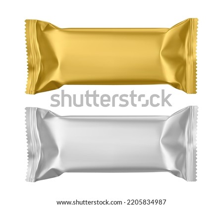 Realistic golden and silver candy packs mockup set. Vector blank template isolated on white background	 Royalty-Free Stock Photo #2205834987