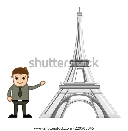 Showing Eiffel Tower Vector Cartoon