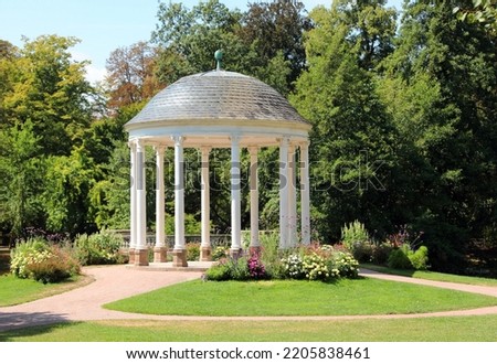 Love Temple called TEMPLE DE L AMOUR in Strabourg Park of ORANGERIE in summer Royalty-Free Stock Photo #2205838461