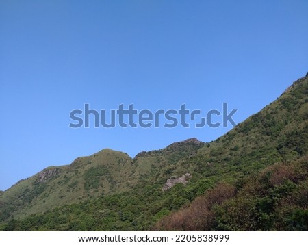 The view of the mountain with the blue sky on Teapot Mountain in Jinguashi nearby Jiufen in New Taipei City in Taiwan