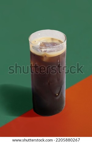 Coffee on colors background with copy space.