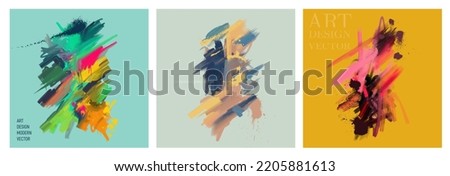 Set of art background and abstract design art modern invitation postrers, watercolor stain elements colorful splash. Minimalist painted wall art watercolor. Vector abstract Illustration. Modern Art.