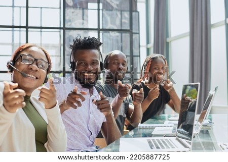 African american team working at call center office to help people with telemarketing assistance Royalty-Free Stock Photo #2205887725
