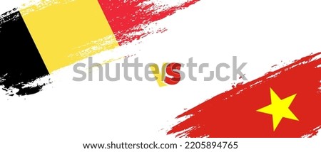 Creative Belgium vs Vietnam brush flag illustration. Artistic brush style two country flags relationship background