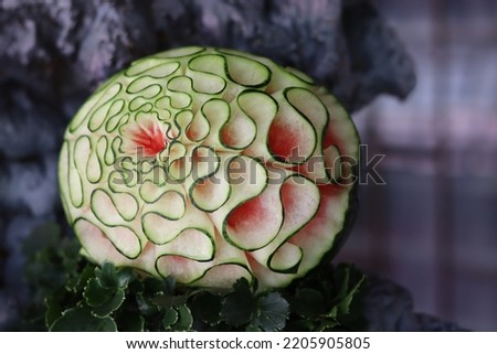 fruit carving beautiful flower shape close-up
