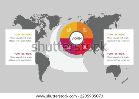 Vector brain infographics design template and icons set. 4