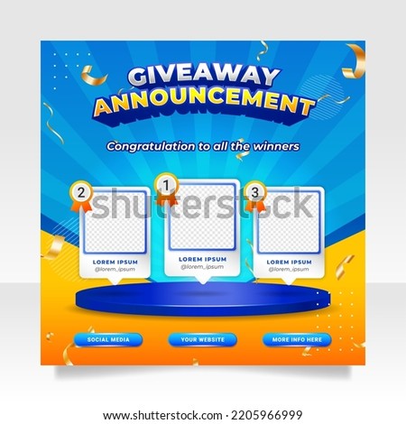 Giveaway winner announcement social media post banner template. Royalty-Free Stock Photo #2205966999