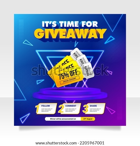 Giveaway contest social media post banner template. Royalty-Free Stock Photo #2205967001