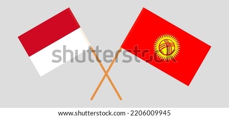 Crossed flags of Monaco and Kyrgyzstan. Official colors. Correct proportion. Vector illustration
