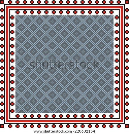 vector geometric background with elements of flowers and plants on the motives of Russian and Ukrainian folk art