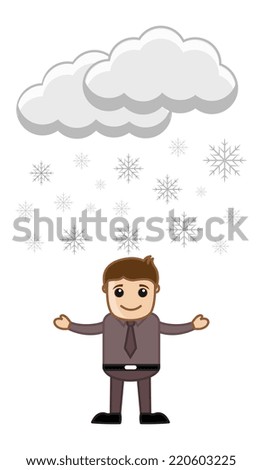 Cartoon Vector Character - Snowflakes Floating in Air