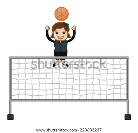 Cartoon Girl Playing Throwball