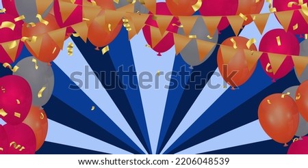Grand opening ceremony with orange balloon, red and confetti, for Retail, Shopping or Black Friday Promotion in style