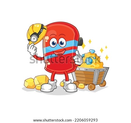 the skateboard miner with gold character. cartoon mascot vector