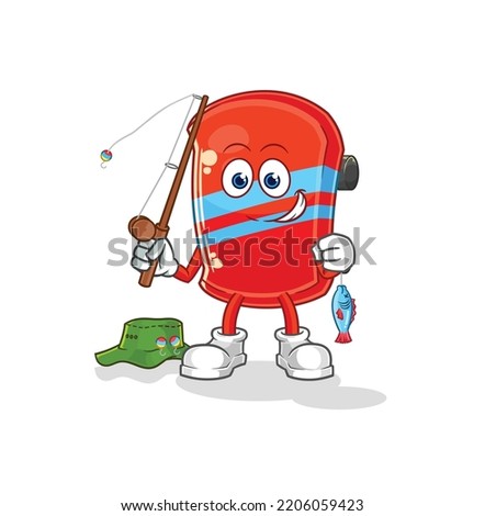 the skateboard fisherman illustration. character vector