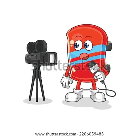 the skateboard tv reporter cartoon. cartoon mascot vector