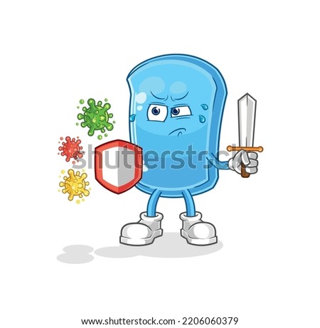 the ski board against viruses cartoon. cartoon mascot vector