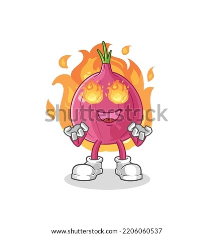 the red onion on fire mascot. cartoon vector