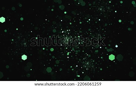black background with white green hexagon set