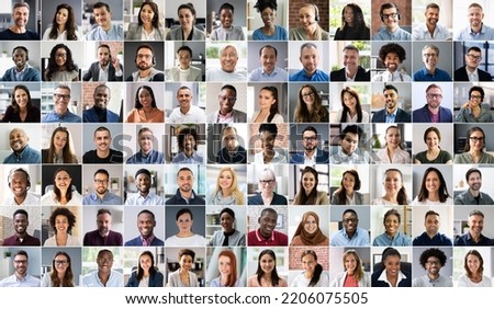 Diverse People Face Collage. Professional Group Meeting Royalty-Free Stock Photo #2206075505