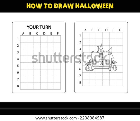 How to draw Halloween for kids. Halloween drawing skill coloring page for kids.