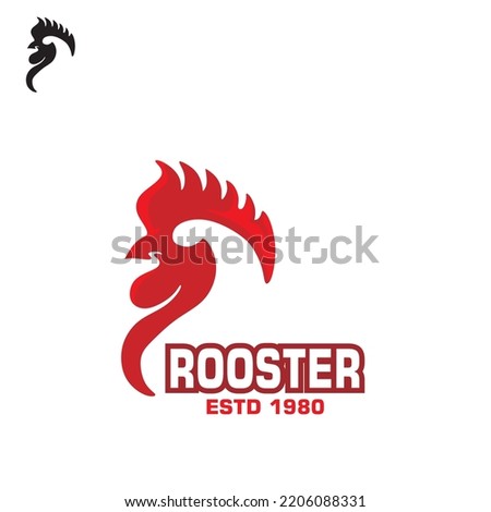SIMPLE ROOSTER HEAD LOGO, silhouette of great cock face vector illustrations