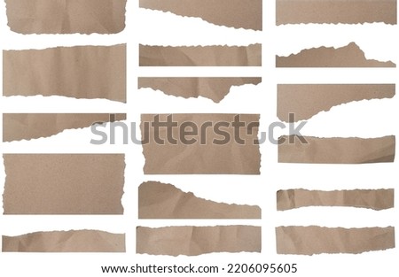 Set of Torn Paper with space for text design, Old brown paper texture background, isolated on white with Clipping paths for design work empty free space
