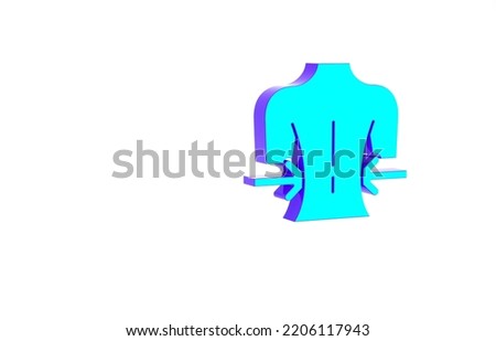 Turquoise Massage icon isolated on white background. Relaxing, leisure. Minimalism concept. 3d illustration 3D render.