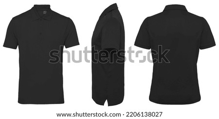 Paneled Polo Shirt Mock Up Template, Front Back And Side View, Isolated On White Plain T-shirt Mockup. Polo Tee Design Presentation For Print. Royalty-Free Stock Photo #2206138027