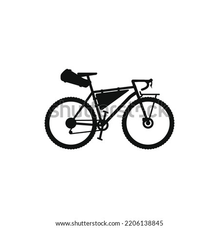 Gravel bike icon. Bike packing bicycle logo vector illustration isolated object on white background