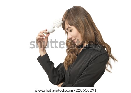 business woman holding led bulb 