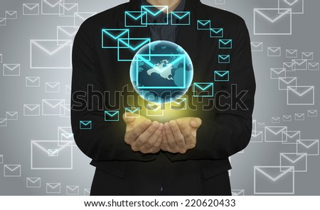 Business man hand show mailbox as concept.