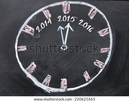 2015 clock sign on blackboard