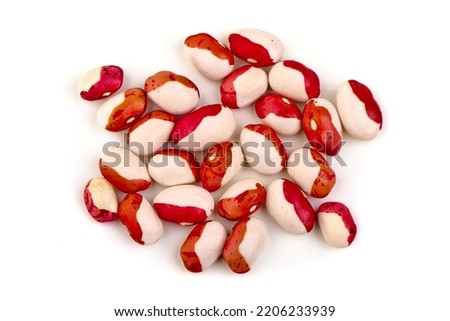 Red Anasazi Beans, isolated on a white background. Spotted beans. Kidney beans Royalty-Free Stock Photo #2206233939