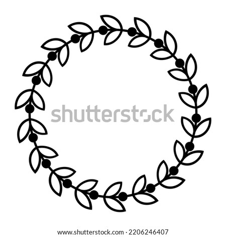 Ancient Greek round frame with olive tree leaves pattern, antique border from Greece
