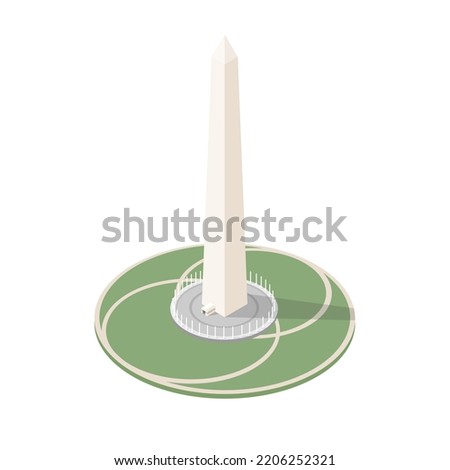 Washington Monument American famous building landmark illustration isometric vector Royalty-Free Stock Photo #2206252321