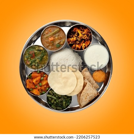 Indian Traditional Food Launch Set on Limbo Background Royalty-Free Stock Photo #2206257523