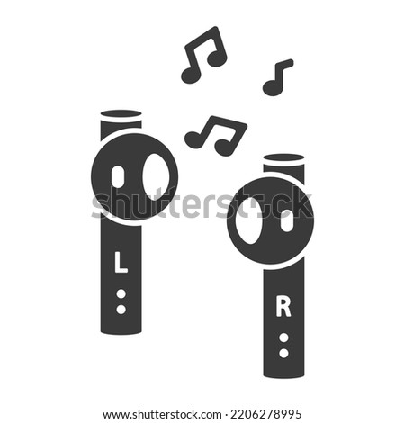 Wireless headphones glyph icon isolated on white background. Vector illustration.