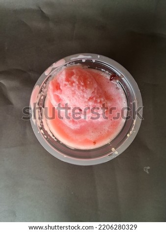 top view of a glass of ice doger from Bandung, West Java on a dark background